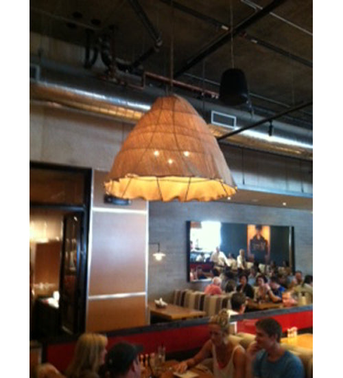 Meyda Lighting Rustic Chic 48" 3-Light Nickel & Oil Rubbed Bronze Pendant Light With Sandalwood Shade