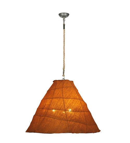 Meyda Lighting Rustic Chic 48" 3-Light Nickel & Oil Rubbed Bronze Pendant Light With Sandalwood Shade