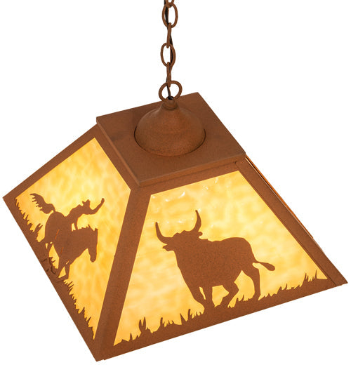 Meyda Lighting Rustlers 22" 2-Light Earth Pendant Light With Beige Shade Glass