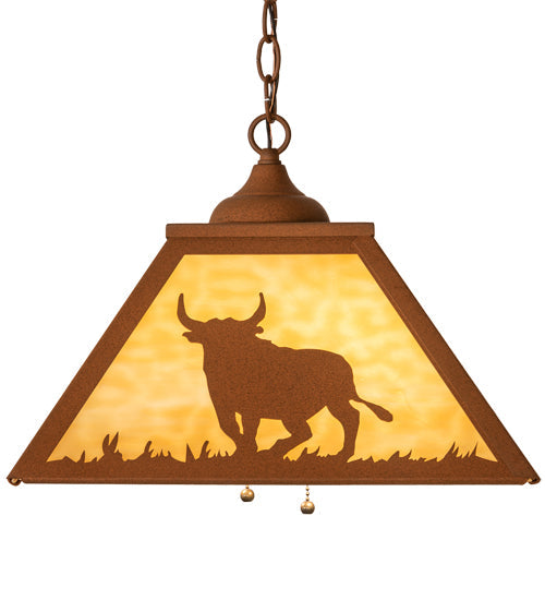 Meyda Lighting Rustlers 22" 2-Light Earth Pendant Light With Beige Shade Glass
