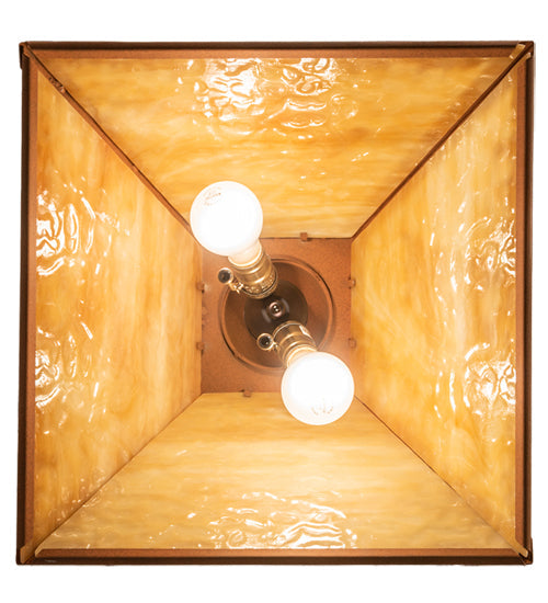 Meyda Lighting Rustlers 22" 2-Light Earth Pendant Light With Beige Shade Glass