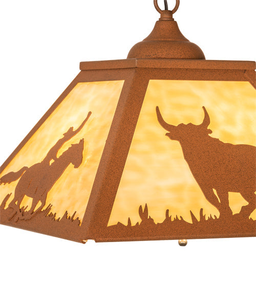 Meyda Lighting Rustlers 22" 2-Light Earth Pendant Light With Beige Shade Glass