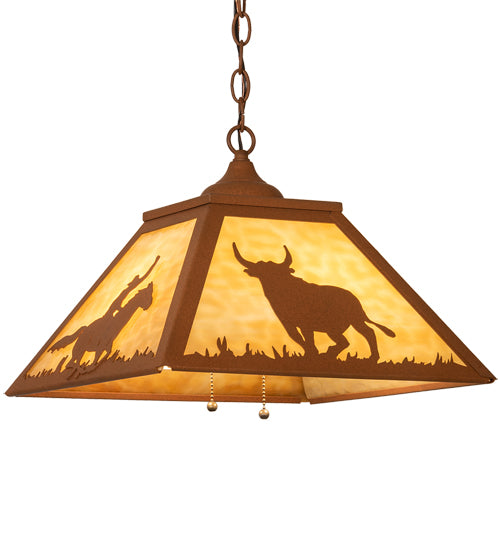 Meyda Lighting Rustlers 22" 2-Light Earth Pendant Light With Beige Shade Glass