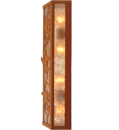 Meyda Lighting Rustlers 24" 4-Light Rust Vanity Light With Silver Mica Shade Glass