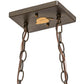 Meyda Lighting Rustlers 33" 6-Light Antique Copper Island Pendant Light With Amber Mica Shade Glass