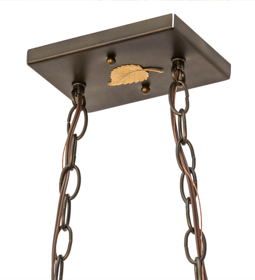 Meyda Lighting Rustlers 33" 6-Light Antique Copper Island Pendant Light With Amber Mica Shade Glass