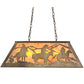 Meyda Lighting Rustlers 33" 6-Light Antique Copper Island Pendant Light With Amber Mica Shade Glass