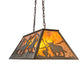 Meyda Lighting Rustlers 33" 6-Light Antique Copper Island Pendant Light With Amber Mica Shade Glass