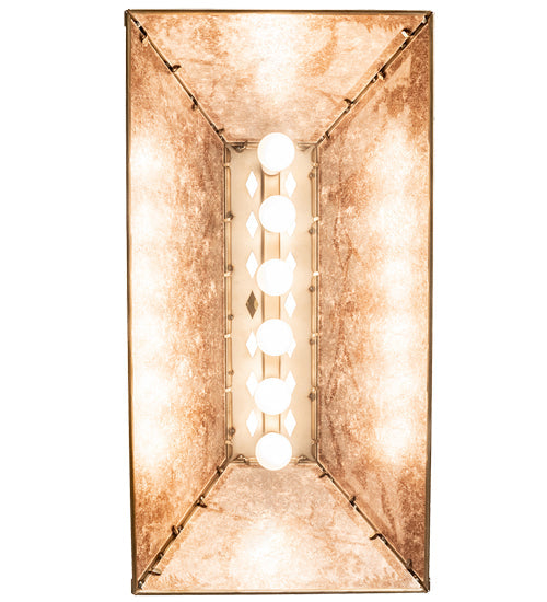 Meyda Lighting Rustlers 33" 6-Light Antique Copper Island Pendant Light With Silver Mica Shade Glass