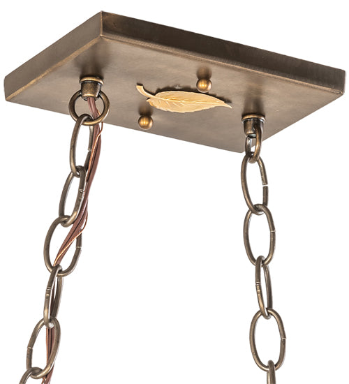 Meyda Lighting Rustlers 33" 6-Light Antique Copper Island Pendant Light With Silver Mica Shade Glass