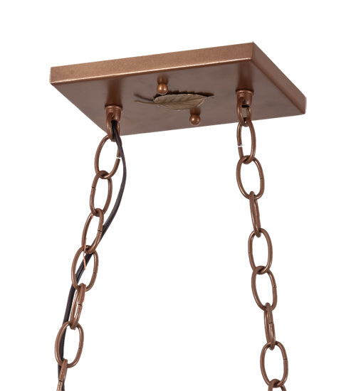 Meyda Lighting Rustlers 33" 6-Light Metallic Bronze Island Pendant Light With Amber Mica Shade Glass