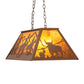 Meyda Lighting Rustlers 33" 6-Light Metallic Bronze Island Pendant Light With Amber Mica Shade Glass