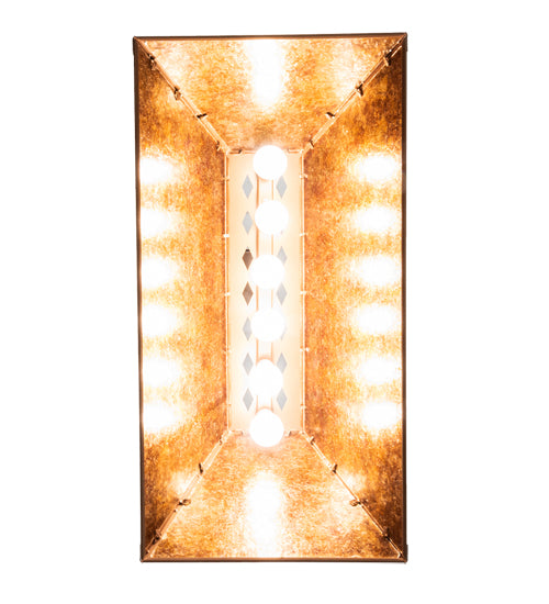 Meyda Lighting Rustlers 33" 6-Light Metallic Bronze Island Pendant Light With Amber Mica Shade Glass