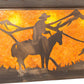 Meyda Lighting Rustlers 48" 6-Light Antique Copper Island Pendant Light With Amber Mica Shade Glass