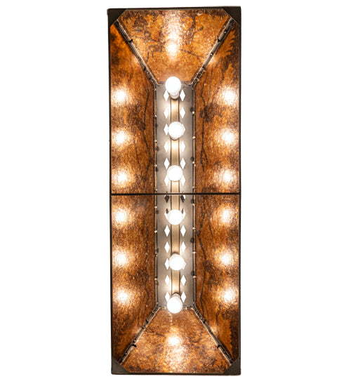 Meyda Lighting Rustlers 48" 6-Light Antique Copper Island Pendant Light With Amber Mica Shade Glass