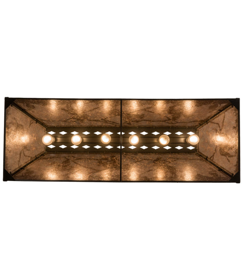 Meyda Lighting Rustlers 48" 6-Light Timeless Bronze Island Pendant Light With Silver Mica Shade Glass
