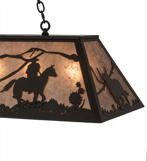 Meyda Lighting Rustlers 48" 6-Light Timeless Bronze Island Pendant Light With Silver Mica Shade Glass