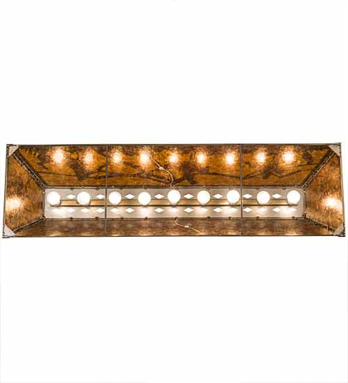Meyda Lighting Rustlers 60" 9-Light Antique Copper Island Pendant Light With Amber Mica Shade Glass