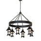 Meyda Lighting Rutland 50" 6-Light Textured Black Chandelier With Clear Seeded Shade Glass