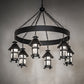 Meyda Lighting Rutland 50" 6-Light Textured Black Chandelier With Clear Seeded Shade Glass