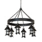 Meyda Lighting Rutland 50" 6-Light Textured Black Chandelier With Clear Seeded Shade Glass