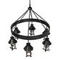Meyda Lighting Rutland 50" 6-Light Textured Black Chandelier With Clear Seeded Shade Glass