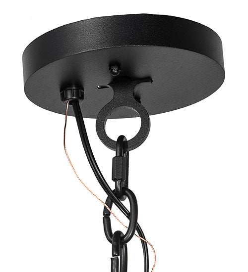 Meyda Lighting Rutland 50" 6-Light Textured Black Chandelier With Clear Seeded Shade Glass