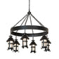 Meyda Lighting Rutland 50" 6-Light Textured Black Chandelier With Clear Seeded Shade Glass