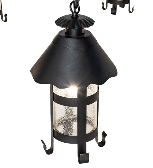Meyda Lighting Rutland 66" 6-Light Textured Black Chandelier With Clear Seeded Shade Glass