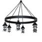 Meyda Lighting Rutland 66" 6-Light Textured Black Chandelier With Clear Seeded Shade Glass