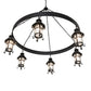 Meyda Lighting Rutland 66" 6-Light Textured Black Chandelier With Clear Seeded Shade Glass