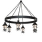 Meyda Lighting Rutland 66" 6-Light Textured Black Chandelier With Clear Seeded Shade Glass