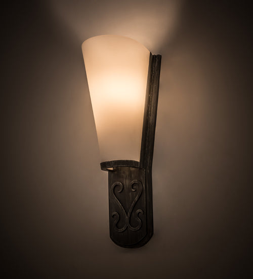 Meyda Lighting Sabia 7" Antique Iron Gate Wall Sconce With Statuario Idalight Shade
