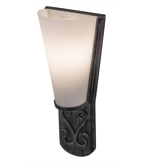 Meyda Lighting Sabia 7" Antique Iron Gate Wall Sconce With Statuario Idalight Shade