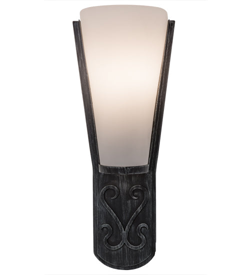 Meyda Lighting Sabia 7" Antique Iron Gate Wall Sconce With Statuario Idalight Shade