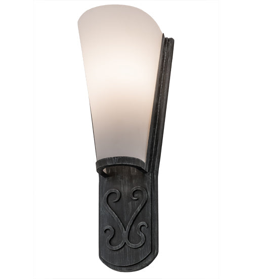 Meyda Lighting Sabia 7" Antique Iron Gate Wall Sconce With Statuario Idalight Shade