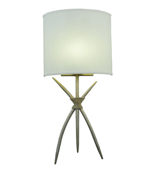 Meyda Lighting Sabre 10" LED Champagne Silver Metallic Wall Sconce With White Eggshell Fabric Shade