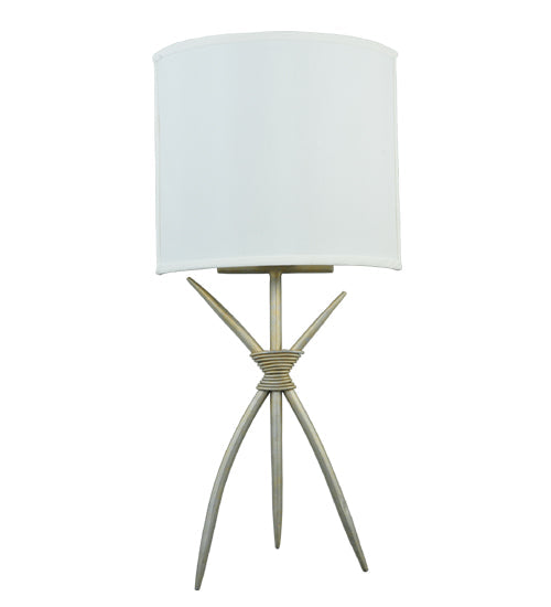 Meyda Lighting Sabre 10" LED Champagne Silver Metallic Wall Sconce With White Eggshell Fabric Shade