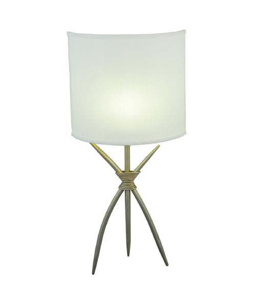 Meyda Lighting Sabre 10" LED Champagne Silver Metallic Wall Sconce With White Eggshell Fabric Shade