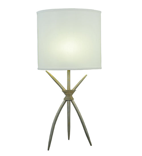 Meyda Lighting Sabre 10" LED Champagne Silver Metallic Wall Sconce With White Eggshell Fabric Shade