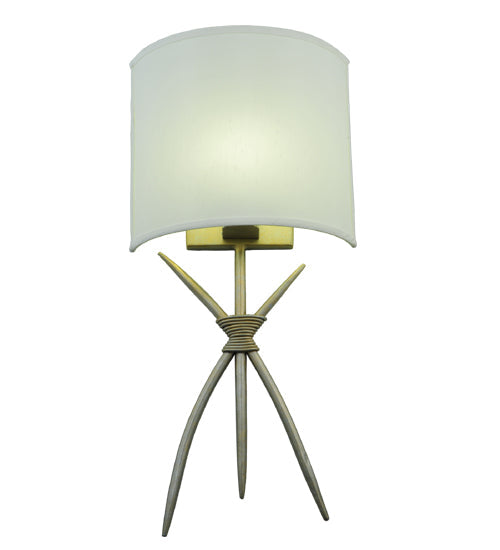 Meyda Lighting Sabre 10" LED Champagne Silver Metallic Wall Sconce With White Eggshell Fabric Shade