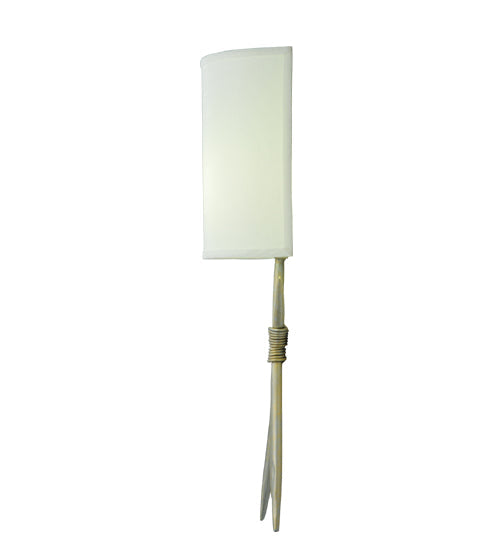 Meyda Lighting Sabre 10" LED Champagne Silver Metallic Wall Sconce With White Eggshell Fabric Shade
