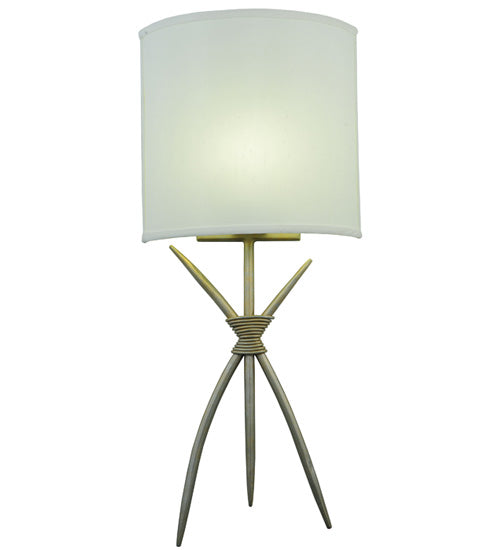 Meyda Lighting Sabre 10" LED Champagne Silver Metallic Wall Sconce With White Eggshell Fabric Shade