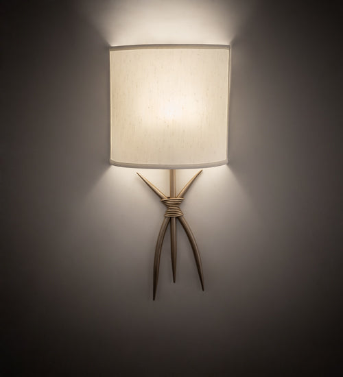 Meyda Lighting Sabre 11" Champagne Silver Metallic Wall Sconce With Beige Eggshell Textrene Shade