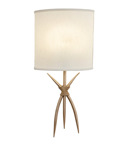 Meyda Lighting Sabre 11" Champagne Silver Metallic Wall Sconce With Beige Eggshell Textrene Shade