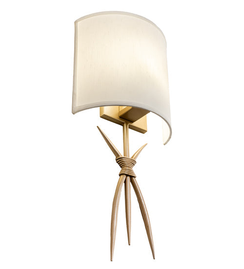 Meyda Lighting Sabre 11" Champagne Silver Metallic Wall Sconce With Beige Eggshell Textrene Shade