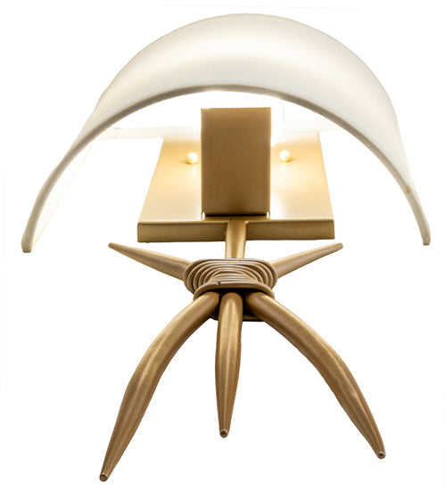 Meyda Lighting Sabre 11" Champagne Silver Metallic Wall Sconce With Beige Eggshell Textrene Shade