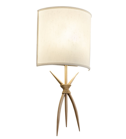 Meyda Lighting Sabre 11" Champagne Silver Metallic Wall Sconce With Beige Eggshell Textrene Shade