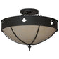 Meyda Lighting Sabrina 24" 4-Light Textured Black Semi-flush Mount Light With Beige Sahara Taupe Idalight Shade Glass