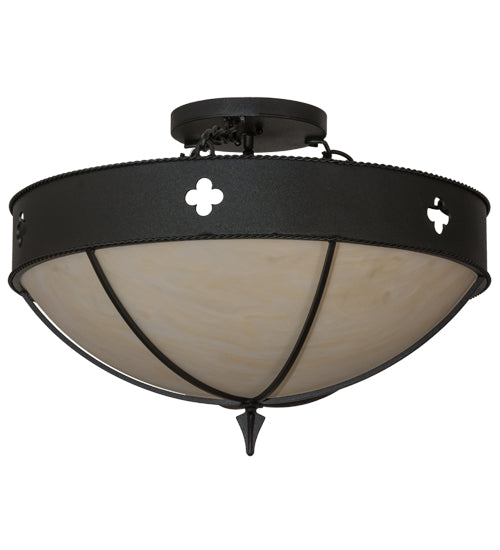Meyda Lighting Sabrina 24" 4-Light Textured Black Semi-flush Mount Light With Beige Sahara Taupe Idalight Shade Glass